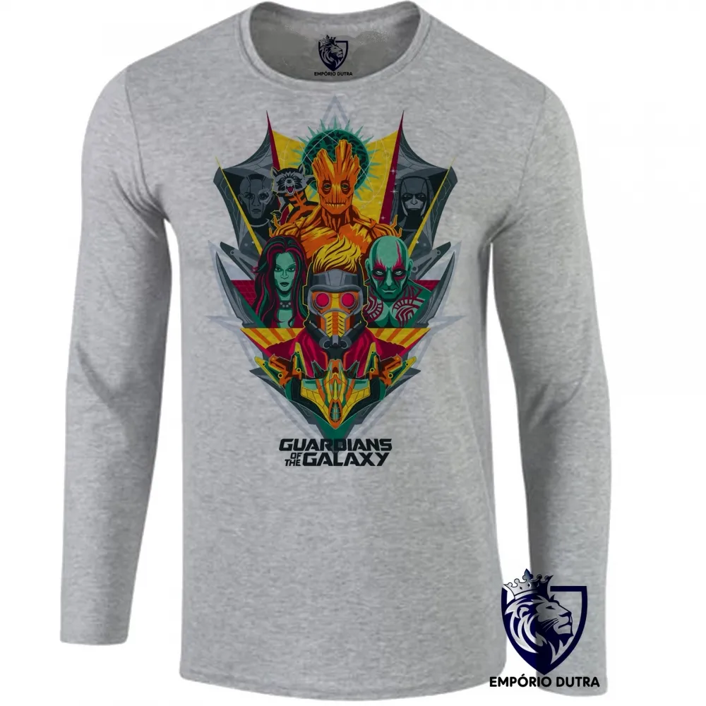 Camiseta manga longa Infantil ou Adulto Guardiões da Galáxia colorido Imagem