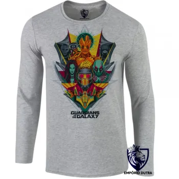 Camiseta manga longa Infantil ou Adulto Guardiões da Galáxia colorido