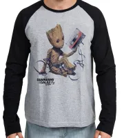 Camiseta manga longa Infantil ou Adulto Guardiões da Galáxia Groot fita - Foto 3