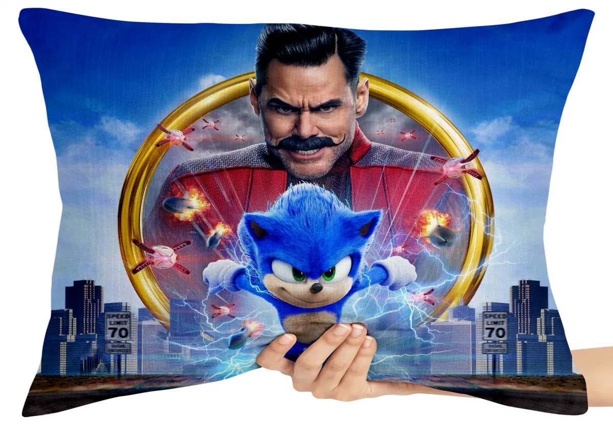 Capa de Almofada ou Travesseiro Sonic e Robotnik Imagem