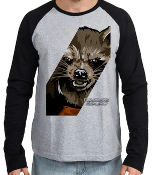 Camiseta manga longa Infantil ou Adulto Guardiões da Galáxia Rocket - Foto 2