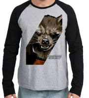 Camiseta manga longa Infantil ou Adulto Guardiões da Galáxia Rocket - Foto 2