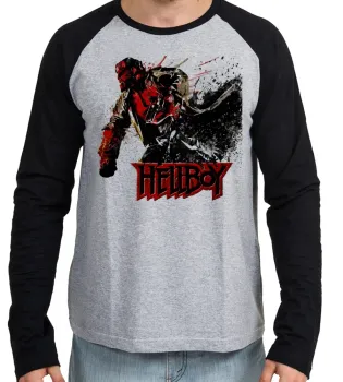 Camiseta manga longa Infantil ou Adulto Hellboy ataque super herói - Foto 2