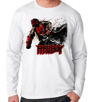 Camiseta manga longa Infantil ou Adulto Hellboy ataque super herói - Foto 3