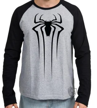 Camiseta manga longa Infantil ou Adulto Homem Aranha negro preta marvel - Foto 2