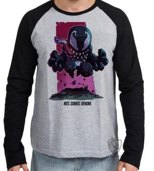 Camiseta manga longa Infantil ou Adulto homem aranha negro venom marvel vilão - Foto 2