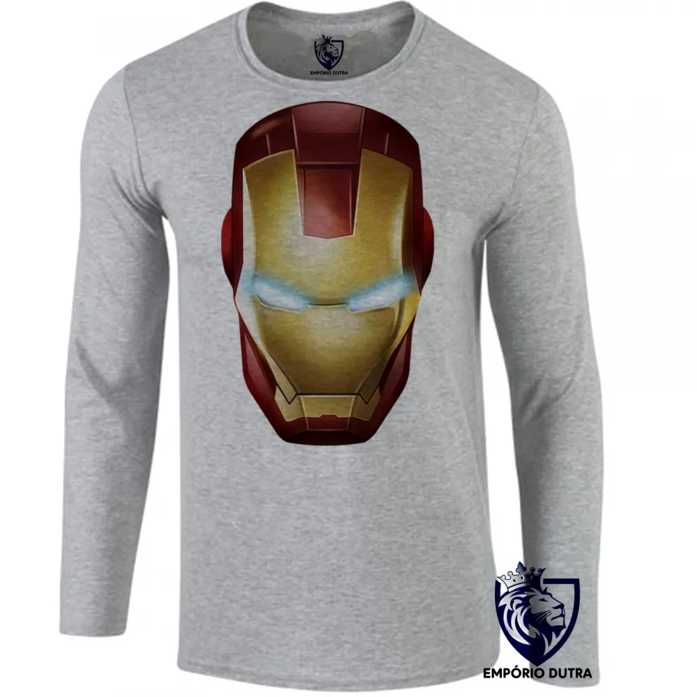 Camiseta manga longa Infantil ou Adulto homem de ferro Mascara Imagem