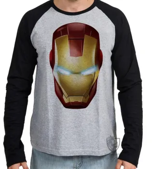 Camiseta manga longa Infantil ou Adulto homem de ferro Mascara - Foto 2