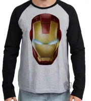 Camiseta manga longa Infantil ou Adulto homem de ferro Mascara - Foto 2