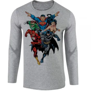 Camiseta manga longa Infantil ou Adulto liga da justiça superman maravilha