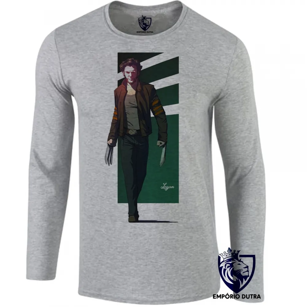 Camiseta manga longa Infantil ou Adulto Logan Wolverine desenho