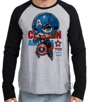 Camiseta manga longa Infantil ou Adulto Capitão América vingadores - Foto 2