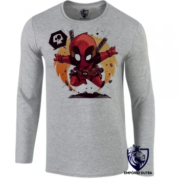 Camiseta manga longa Infantil ou Adulto dead pool super herói marvel