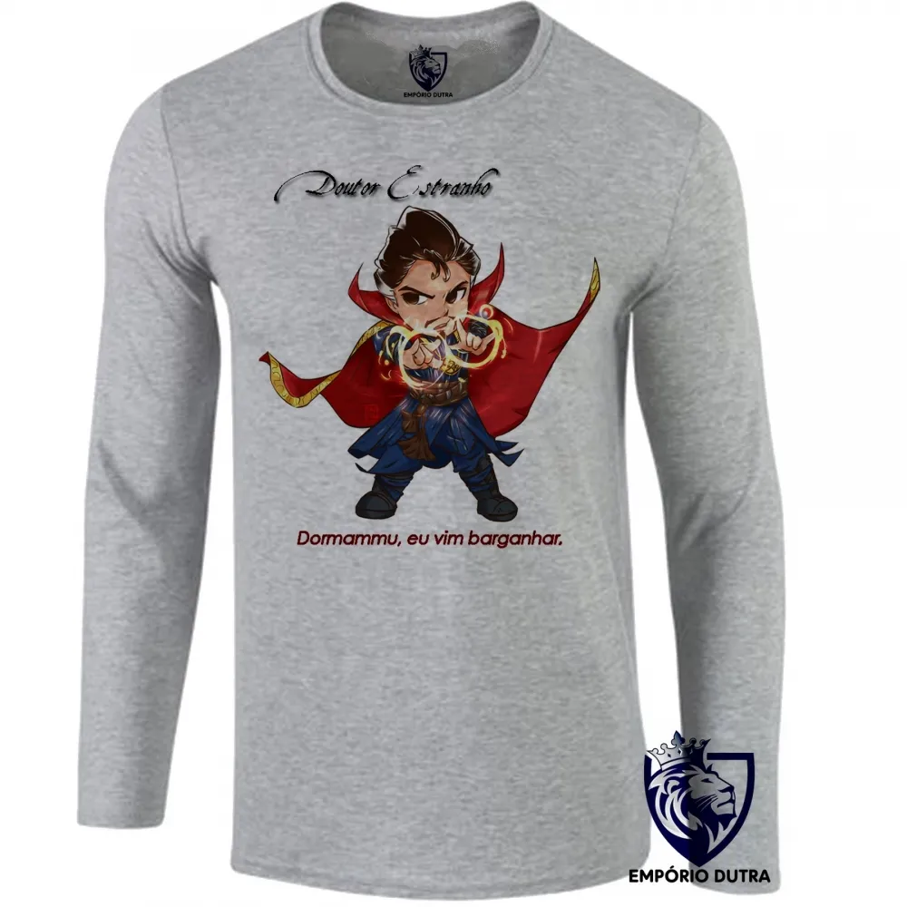 Camiseta manga longa Infantil ou Adulto Doutor Estranho super herói marvel Imagem