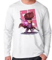 Camiseta manga longa Infantil ou Adulto Gambit carta x men marvel - Foto 3