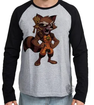 Camiseta manga longa Infantil ou Adulto GROOT ROCKET guardiões galaxia - Foto 2