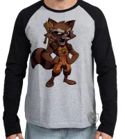 Camiseta manga longa Infantil ou Adulto GROOT ROCKET guardiões galaxia - Foto 2