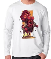Camiseta manga longa Infantil ou Adulto HELLBOY super herói vermelho - Foto 3