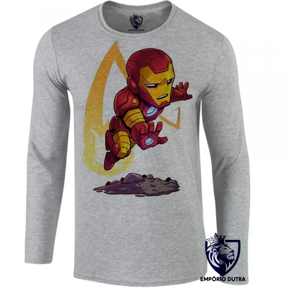 Camiseta manga longa Infantil ou Adulto HOMEM FERRO iron man marvel Imagem