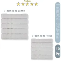 Kit 10 Toalhas para Hoteis Super Grossa Felpuda e Macias 5 Toalhas  Banho e 5 Toalhas Rosto 100% Algodão Beka Luxo Branco - Foto 2