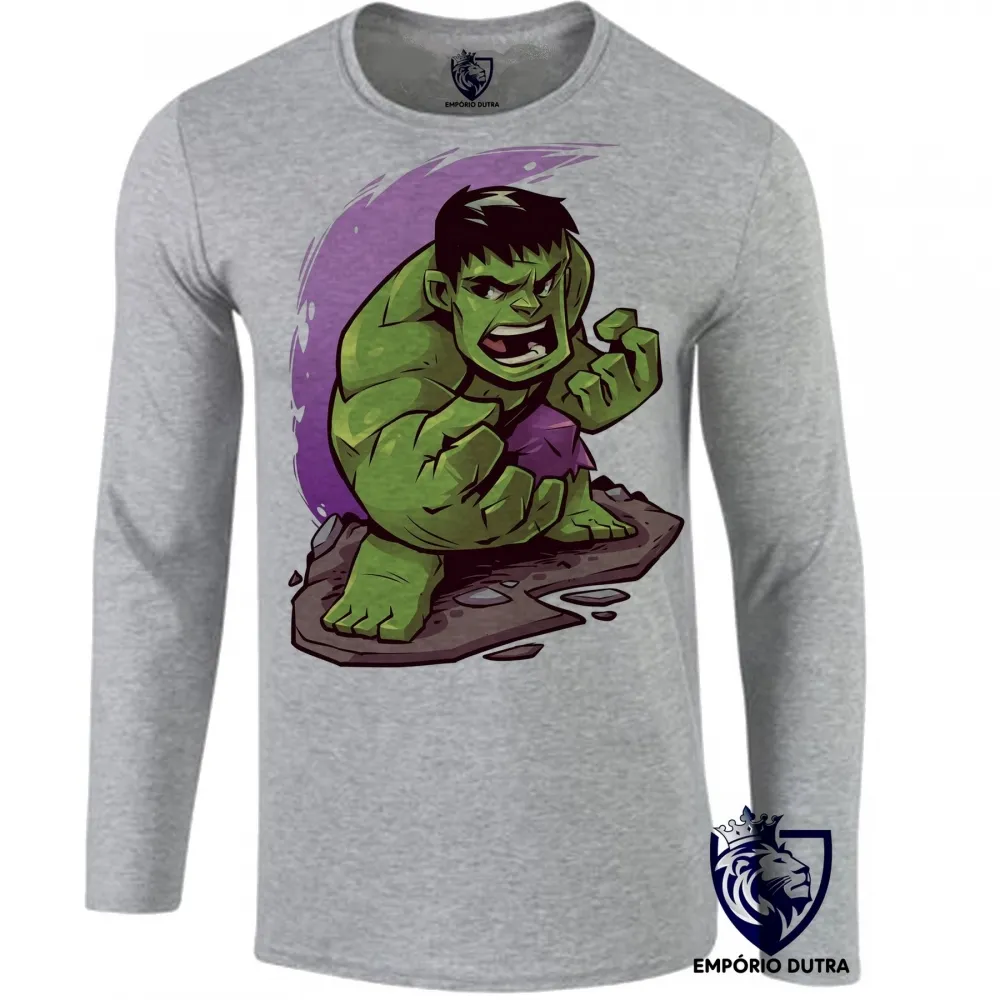 Camiseta manga longa Infantil ou Adulto HULK marvel vingadores avengers