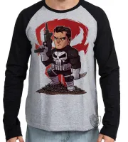 Camiseta manga longa Infantil ou Adulto JUSTICEIRO marvel punisher - Foto 2