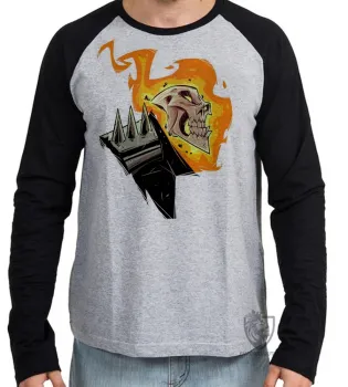 Camiseta manga longa Infantil ou Adulto MOTOQUEIRO FANTASMA fogo - Foto 2