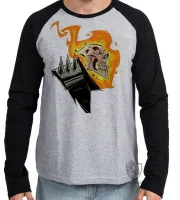 Camiseta manga longa Infantil ou Adulto MOTOQUEIRO FANTASMA fogo - Foto 2