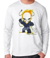 Camiseta manga longa Infantil ou Adulto Motoqueiro Fantasma moto harley - Foto 3