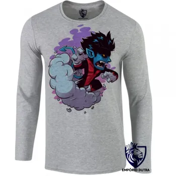 Camiseta manga longa Infantil ou Adulto noturno x men mistica marvel