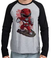 Camiseta manga longa Infantil ou Adulto POWER RANGER RED - Foto 2