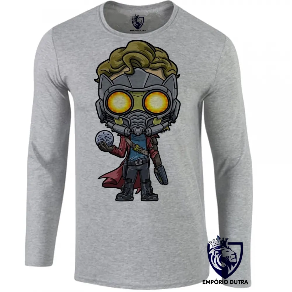 Camiseta manga longa Infantil ou Adulto senhor das estrelas peter quil marvel Imagem