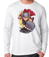 Camiseta manga longa Infantil ou Adulto THOR marvel martelo super heroi - Foto 3