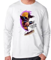 Camiseta manga longa Infantil ou Adulto Wolverine logan marvel x men herói - Foto 3