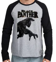 Camiseta manga longa Infantil ou Adulto pantera negra black panther vingadores - Foto 2