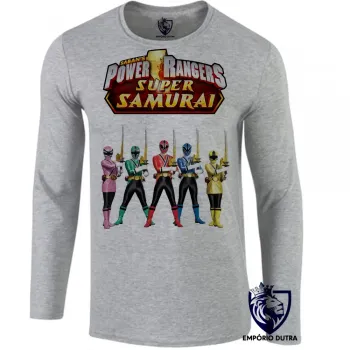 Camiseta manga longa Infantil ou Adulto power rangers super samurai herois