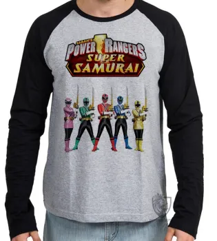 Camiseta manga longa Infantil ou Adulto power rangers super samurai herois - Foto 2