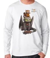 Camiseta manga longa Infantil ou Adulto Rocket guardiões galaxia Banguela dragão - Foto 3