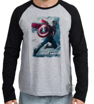 Camiseta manga longa Infantil ou Adulto Sam Wilson Cap Falcão e o Soldado Invernal - Foto 2
