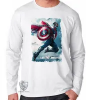 Camiseta manga longa Infantil ou Adulto Sam Wilson Cap Falcão e o Soldado Invernal - Foto 3