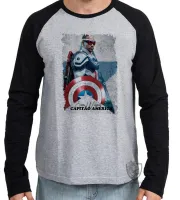 Camiseta manga longa Infantil ou Adulto Sam Wilson CApitão América Falcão e o Soldado Invernal - Foto 2