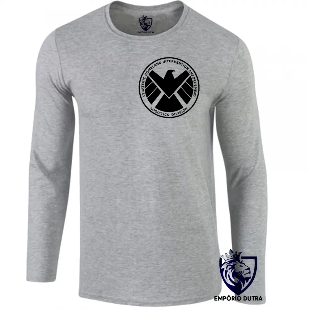 Camiseta manga longa Infantil ou Adulto Shield símbolo vingadores avengers