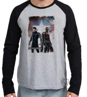 Camiseta manga longa Infantil ou Adulto Soldado Invernal Capitão Falcão - Foto 2