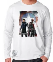 Camiseta manga longa Infantil ou Adulto Soldado Invernal Capitão Falcão - Foto 3