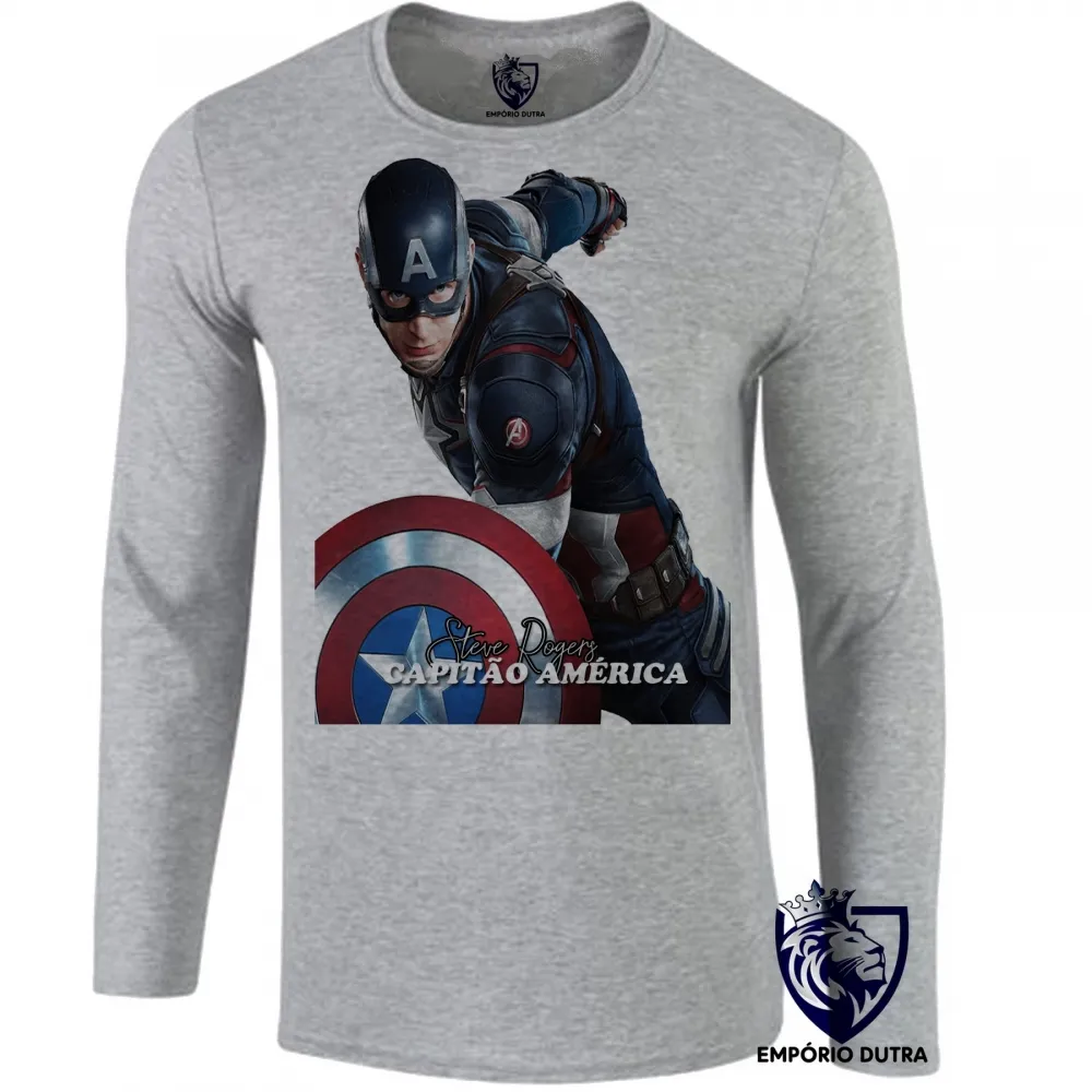 Camiseta manga longa Infantil ou Adulto Steve Rogers Cap Falcão e o Soldado Invernal Imagem