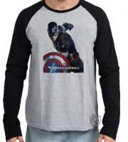 Camiseta manga longa Infantil ou Adulto Steve Rogers Cap Falcão e o Soldado Invernal - Foto 2