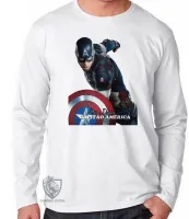 Camiseta manga longa Infantil ou Adulto Steve Rogers Cap Falcão e o Soldado Invernal - Foto 3