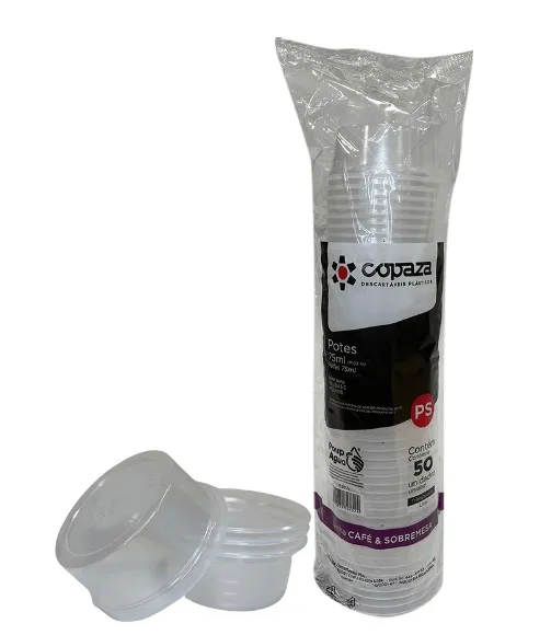 Pote Plástico 75ml Para Molho Com Tampa Copaza C/50