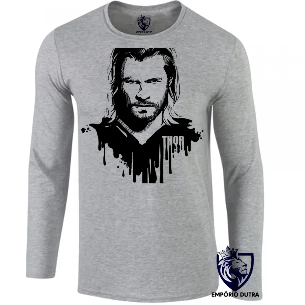 Camiseta manga longa Infantil ou Adulto Thor Vingadores avengers super herói