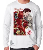 Camiseta manga longa Infantil ou Adulto Tony Stark iron man homem ferro - Foto 3